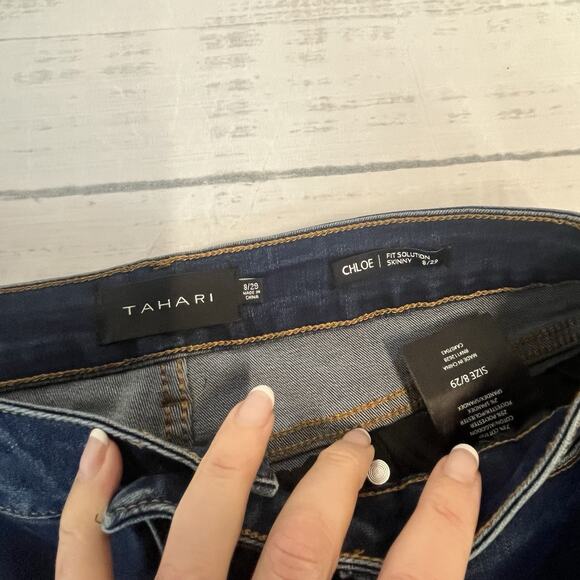 Tahari Jeans size 8/29 Chloe Fit Solution Skinny Stretch Blue Denim Pants Womens - Picture 6 of 7
